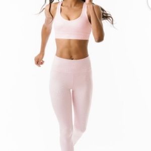 Zyia Pink Shiny Leopard Print Leggings and Sports Bra Set